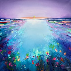 The Vibrant Coast by Anna Gammans - Original Painting on Stretched Canvas sized 24x24 inches. Available from Whitewall Galleries